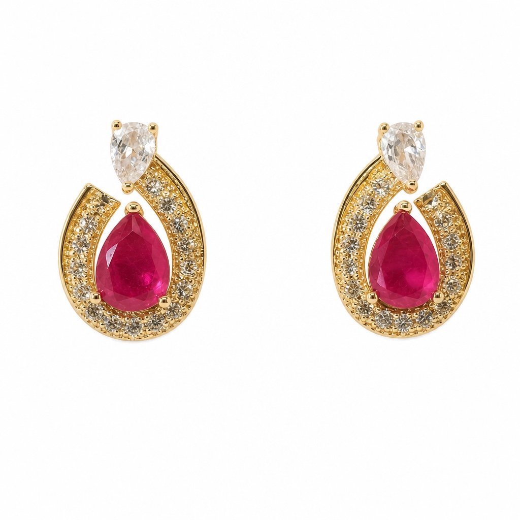 Conjunto gota Turmalina Rosa pedra Fusion - Imagem 2