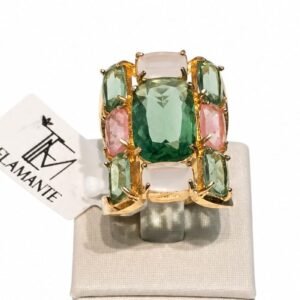 Anel em cristais Cherry, Branco Vela e Peridoto