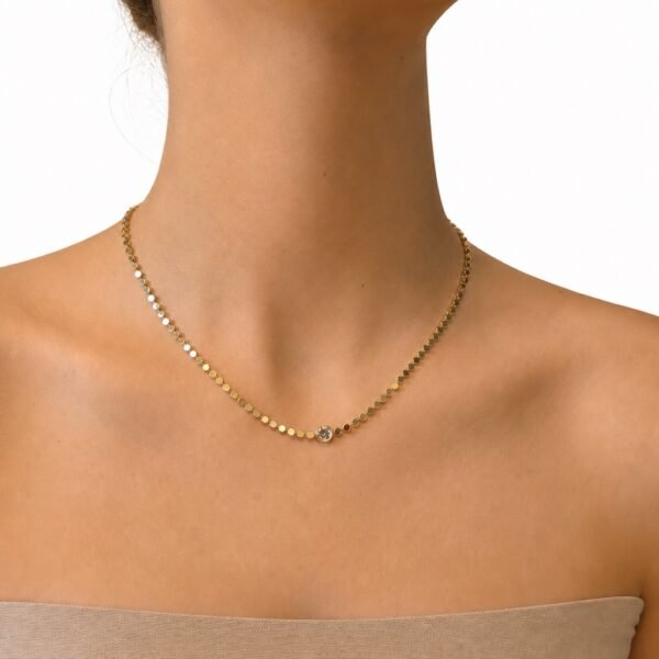 Colar Choker chapa lisa com Ponto de luz