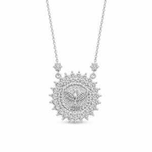 Colar Divino Espírito Santo Moissanite - Prata 925 com Ródio Branco